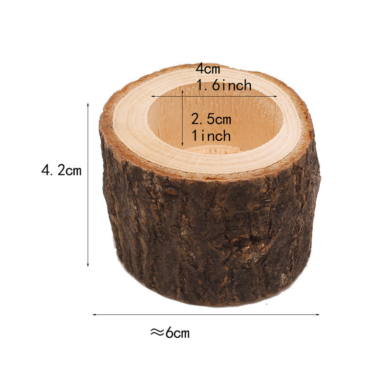 (3er Set) Holz Teelicht Halter Home Deko Accessoire Baumstamm Kerzen Ständer