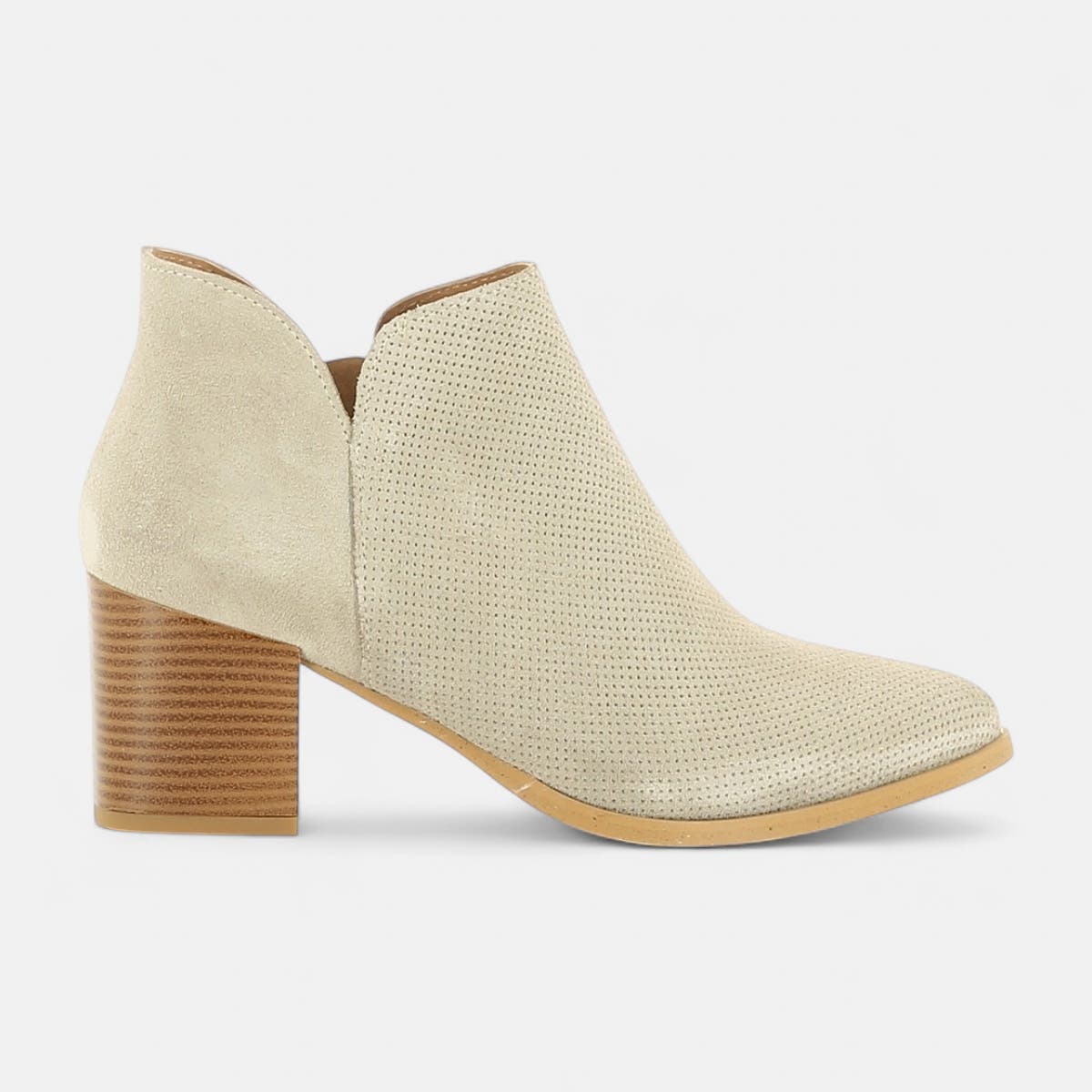 Bottines à talon Femme en cuir beige