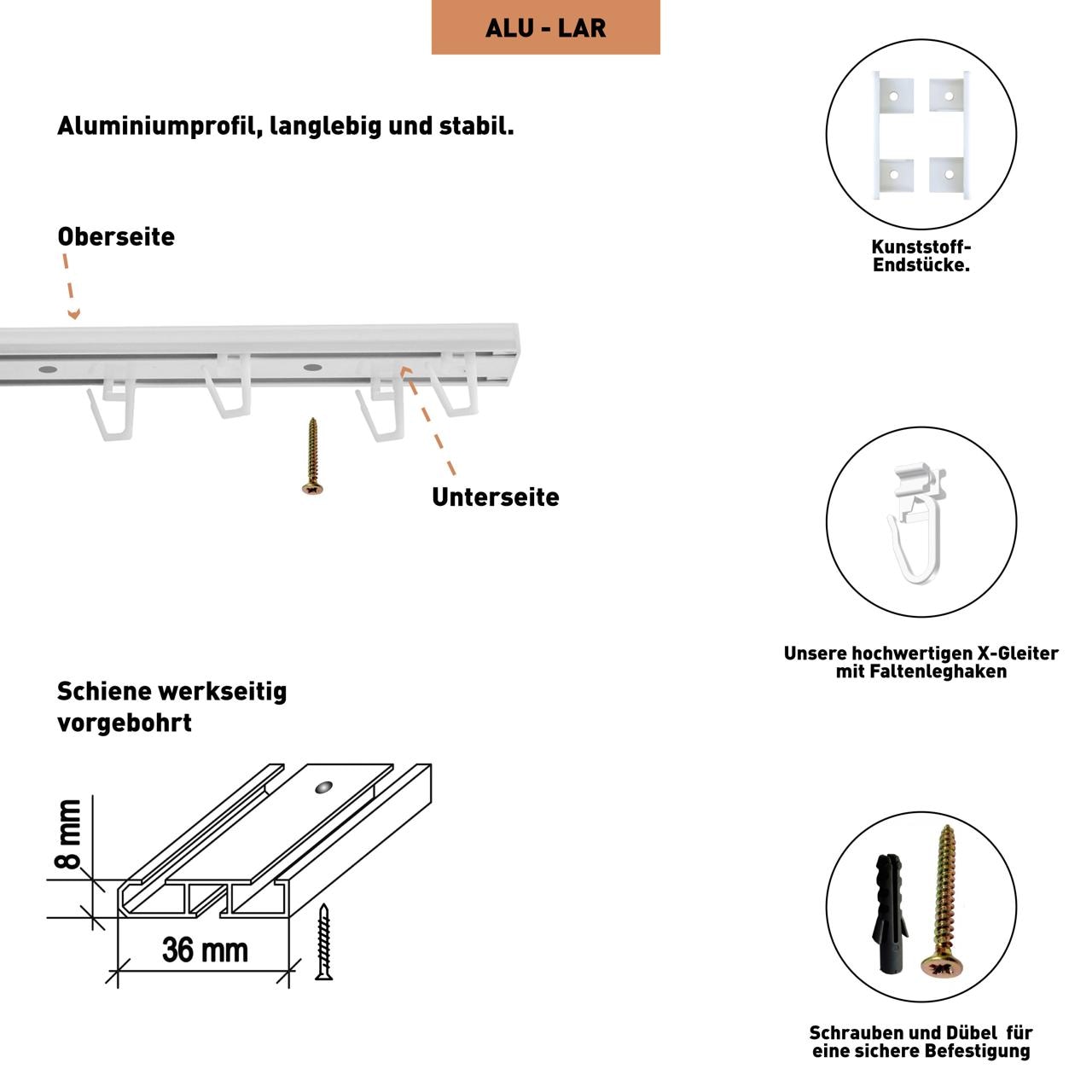 SN DECO GROUP Gardinenschiene »Wendeschiene« 2 läufig-läufig Fixmass