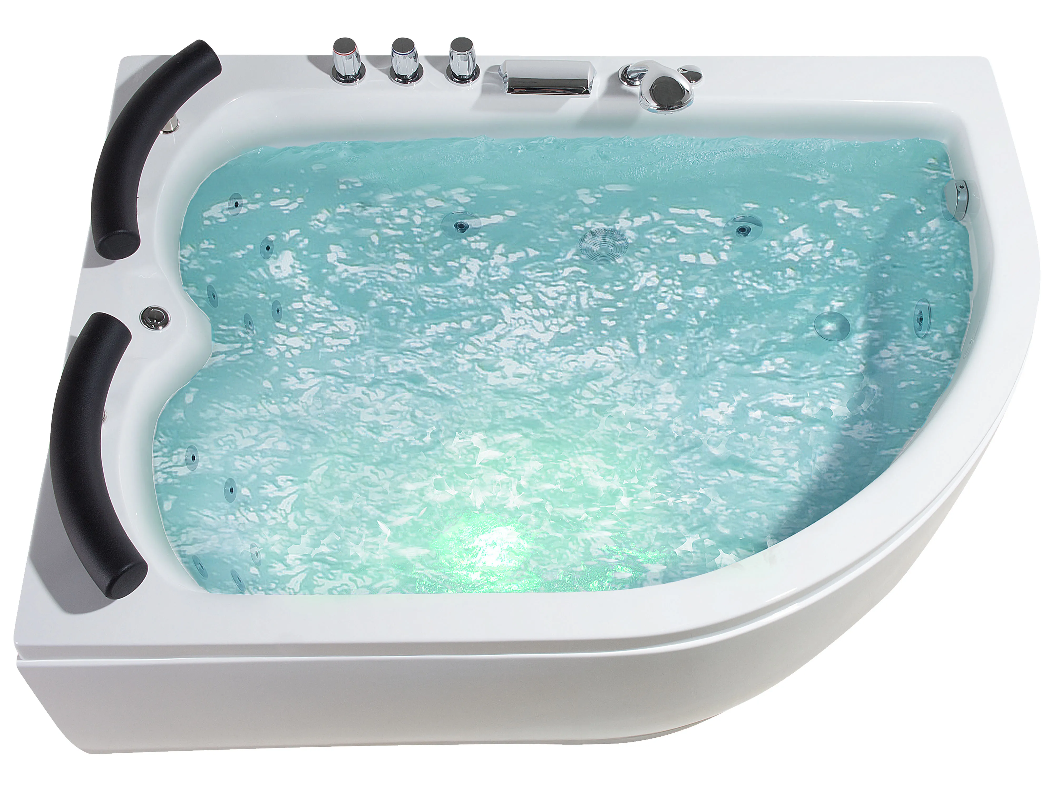 Hoek bubbelbad met LED PARADISO rechtszijdig 158 x 113 cm Wit