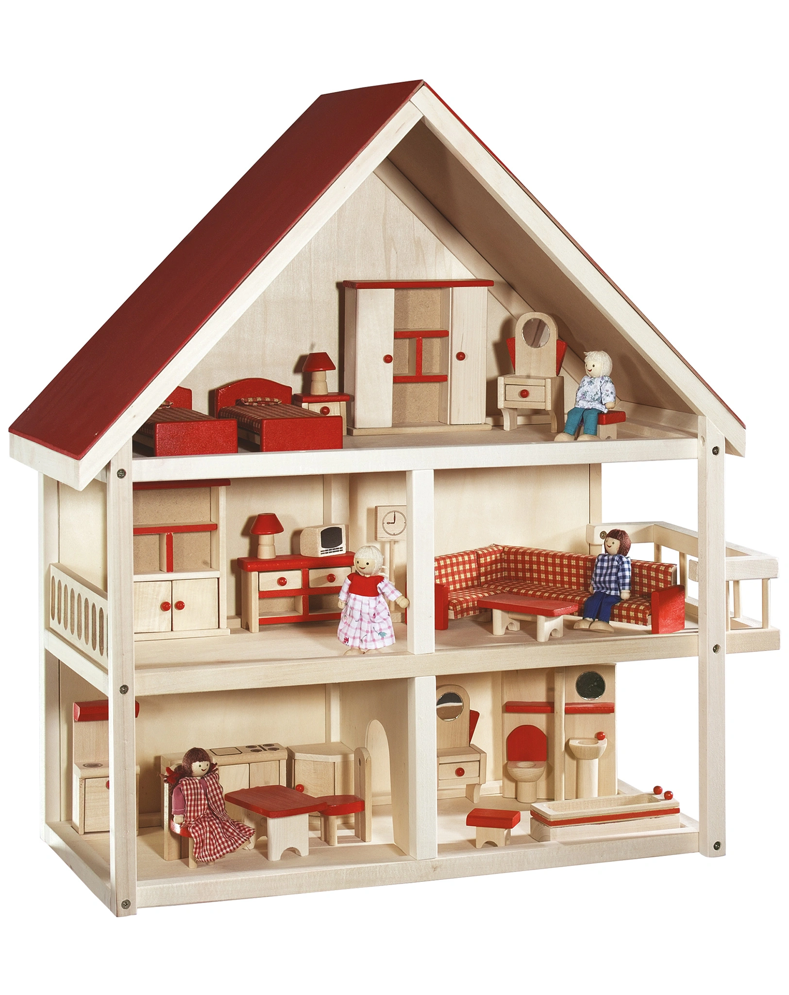 Puppenhaus Holz (Farbe: rot)