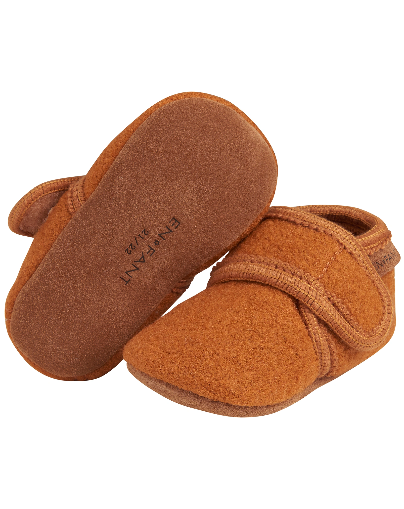 Klett-Krabbelschuhe MOBIL aus Wolle in leather brown