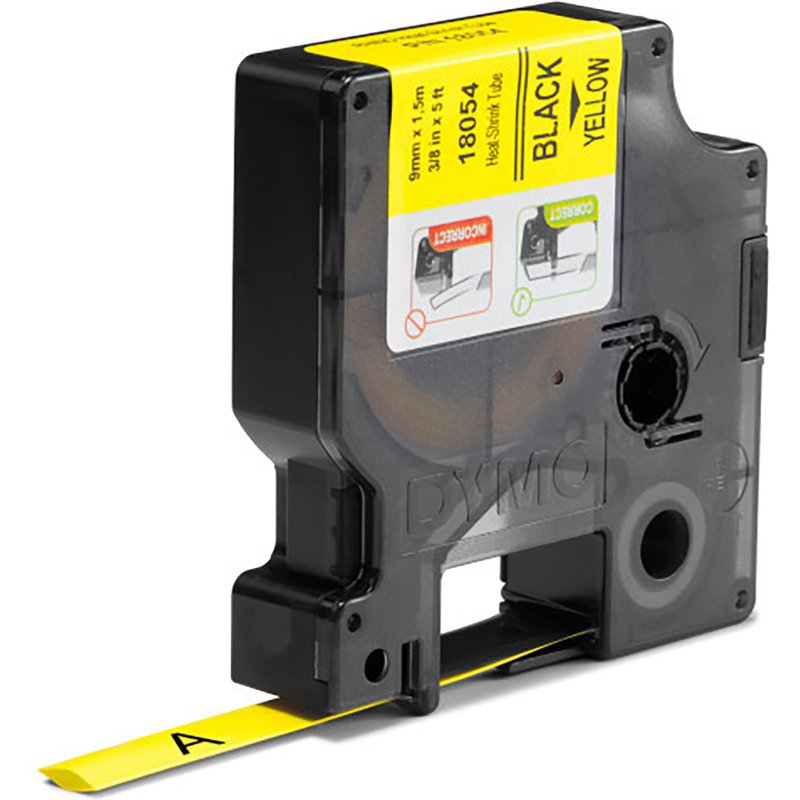 Ruban thermorétractables Dymo Rhino 9 mm 18054 jaune écriture noire