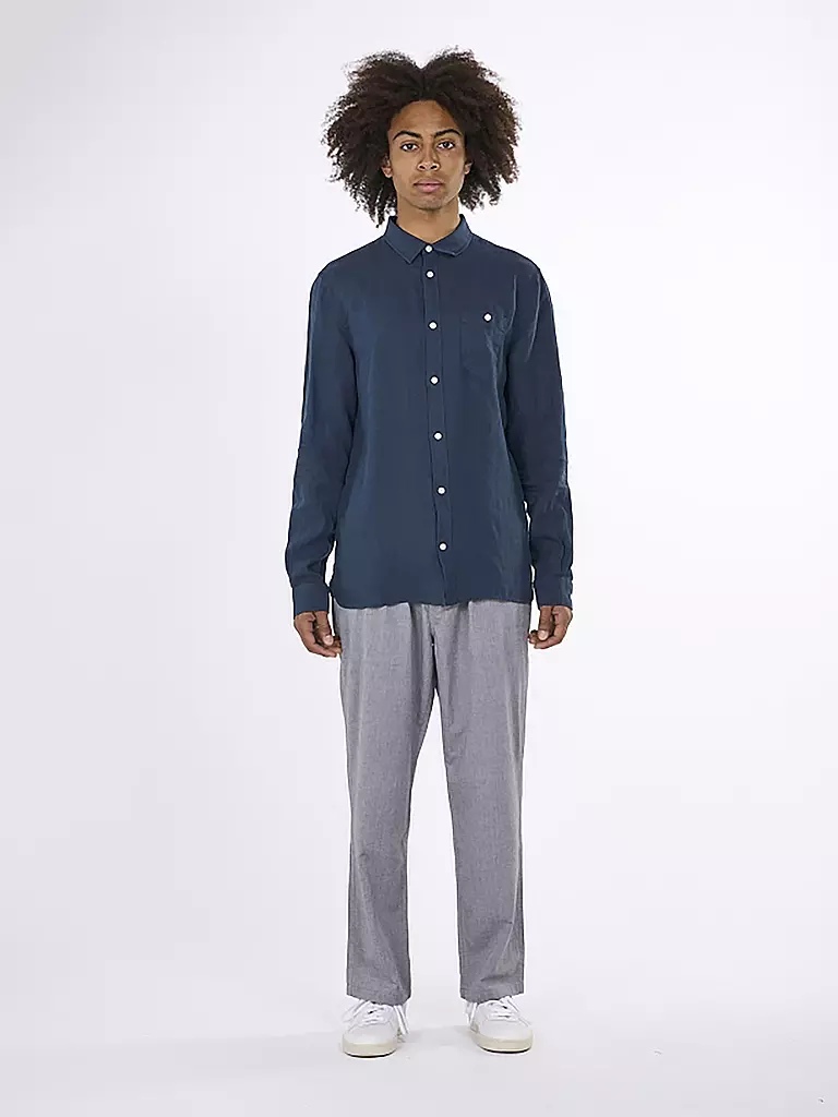 KNOWLEDGE COTTON APPAREL Leinenhemd blau