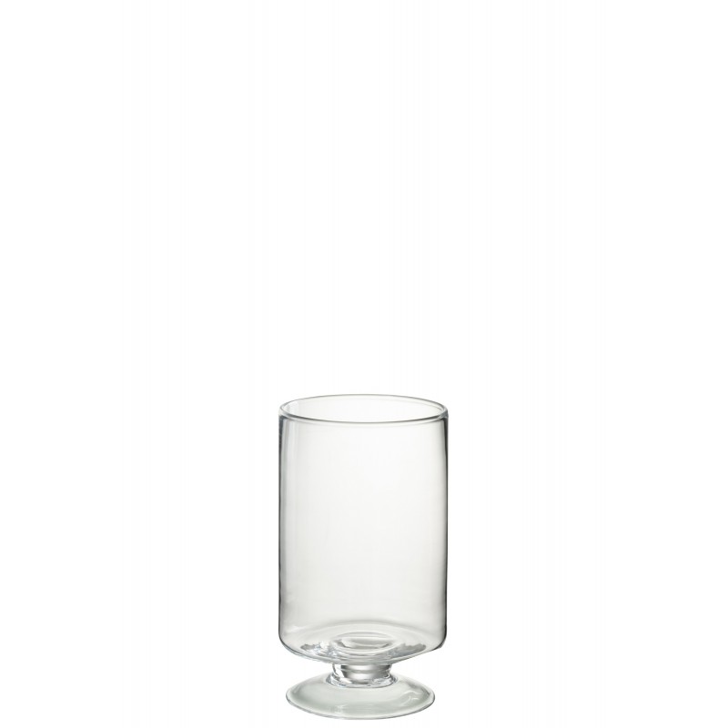 Photophore sur pied en verre transparent 16x16x25cm