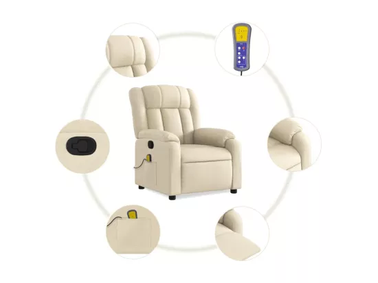 Fauteuil massant inclinable Crème Tissu