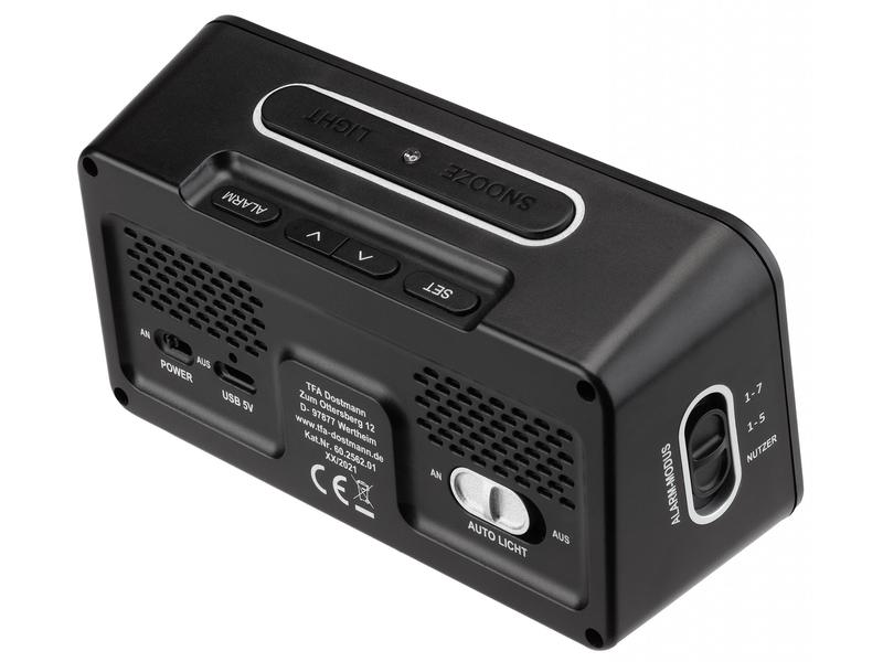 TFA Dostmann Funkwecker Boxx2 Schwarz Funkuhr mit höchster Genauigkeit