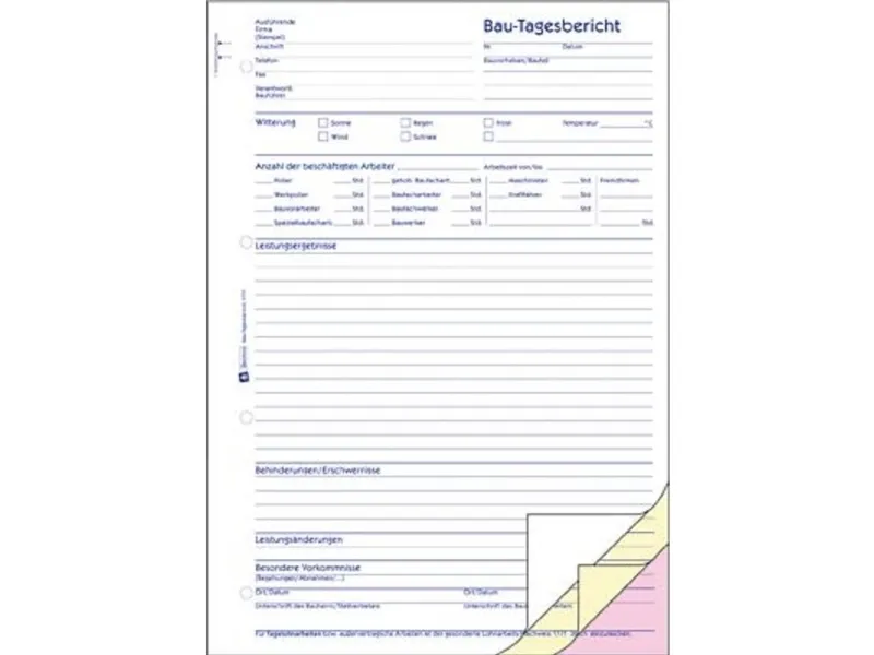 Avery Zweckform - Byggers dagbog - 40 ark - A4 - triplikat - karbonfri