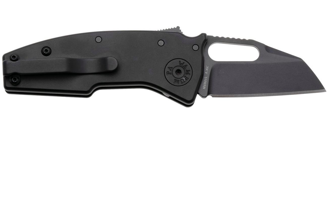 Demko Nano-Shark, NANO-20CV-BLACK ALUM-SF, Stealth DLC CPM 20CV Shark Foot, Black Aluminum zakmes
