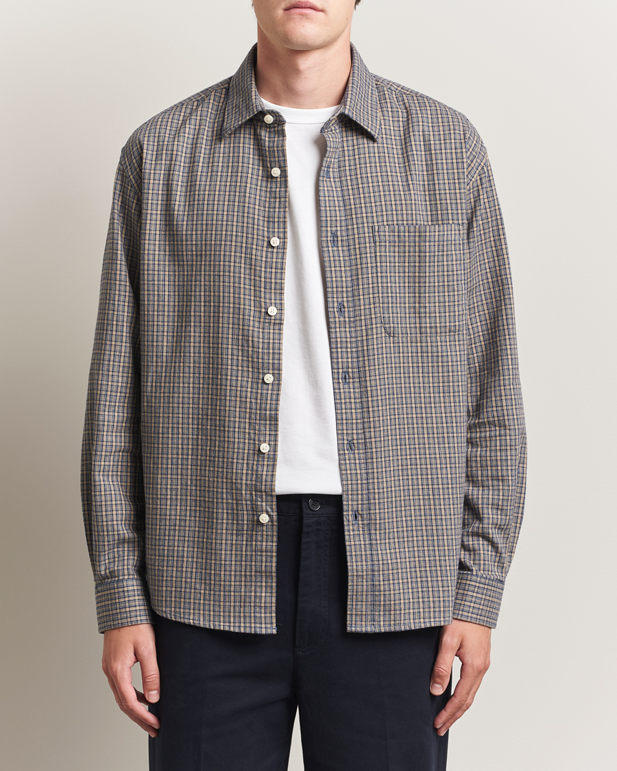 NN07 Deon Flannel Checked Shirt Indigo