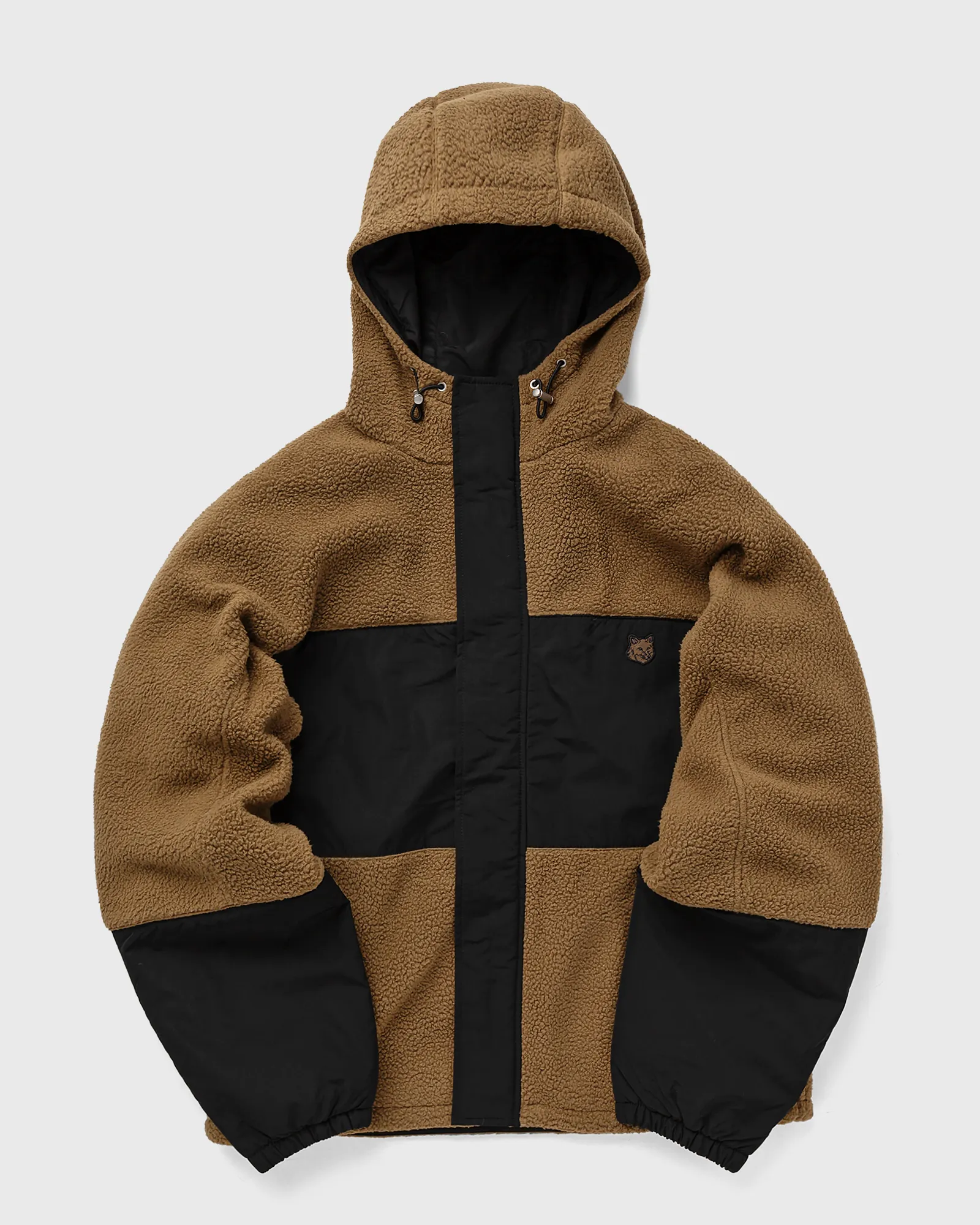 Maison Kitsune COLOR-BLOCK POLAR FLEECE BLOUSON WITH COLLEGE PATCH