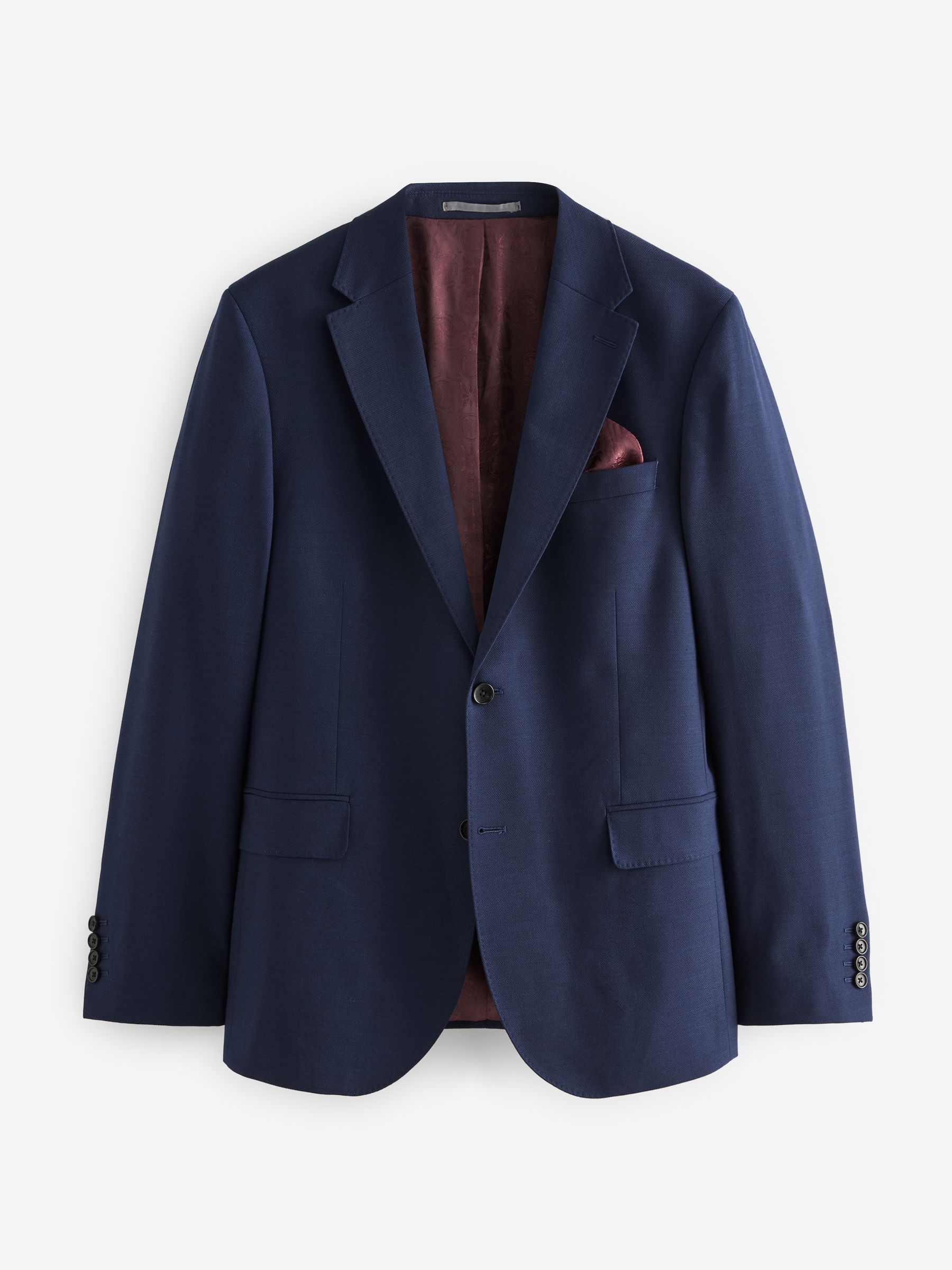Helderblauw - Signature getextureerd slim-fit kostuumjasje van Italiaanse Tollegno-wol