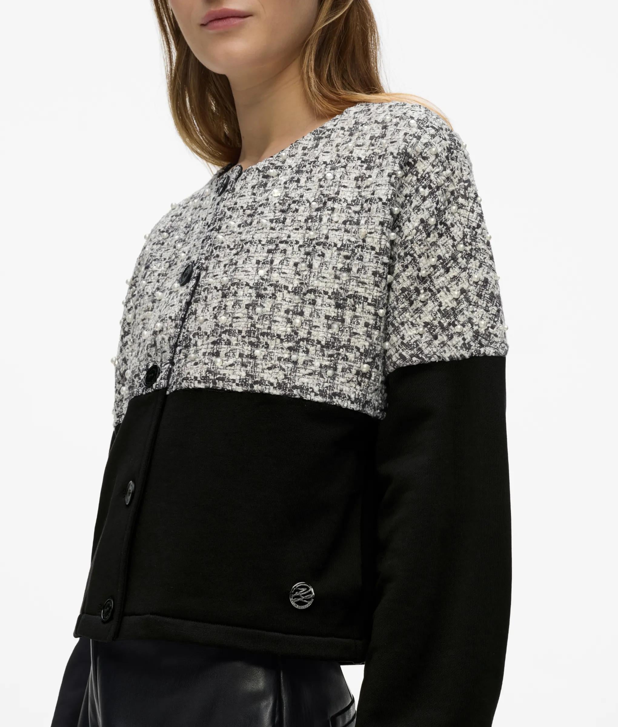 Bouclé panel jersey vest