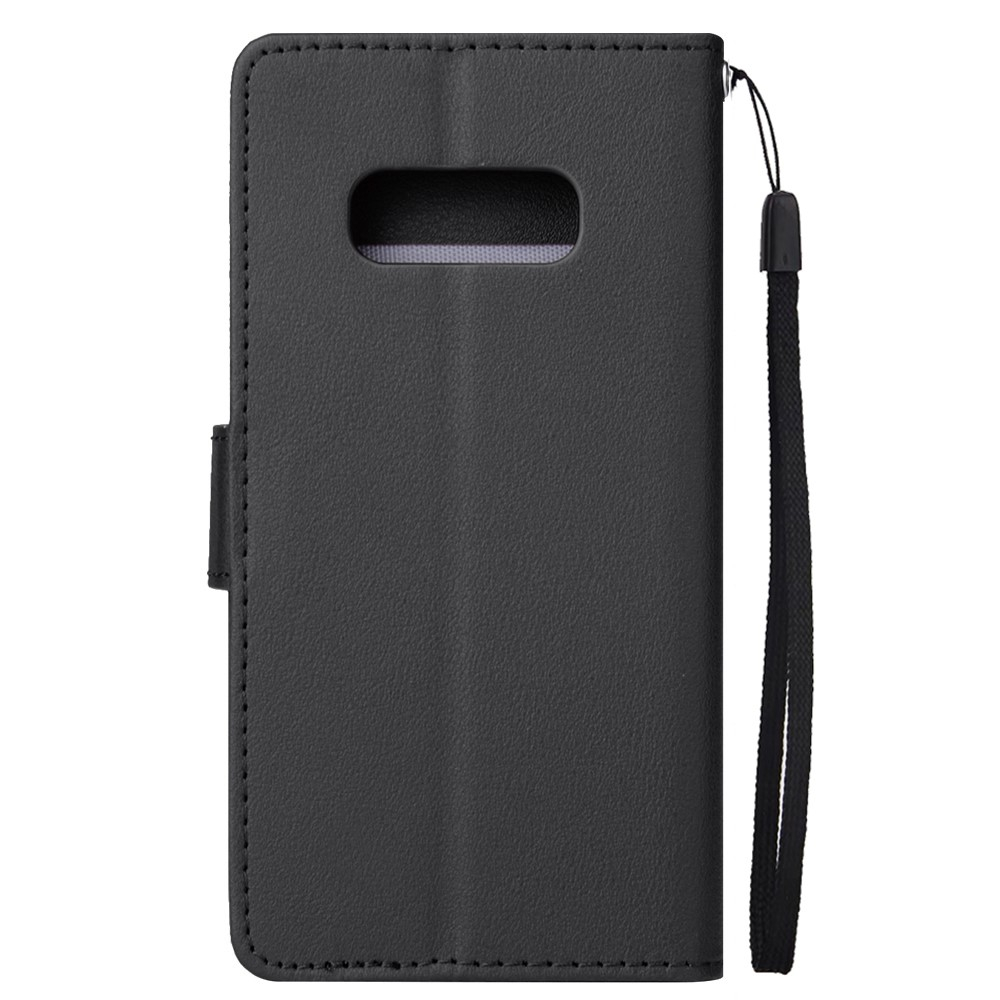 Samsung Galaxy S10e Leder Tasche Flip Cover mit Kartenfach   Handschlaufe - Schwarz