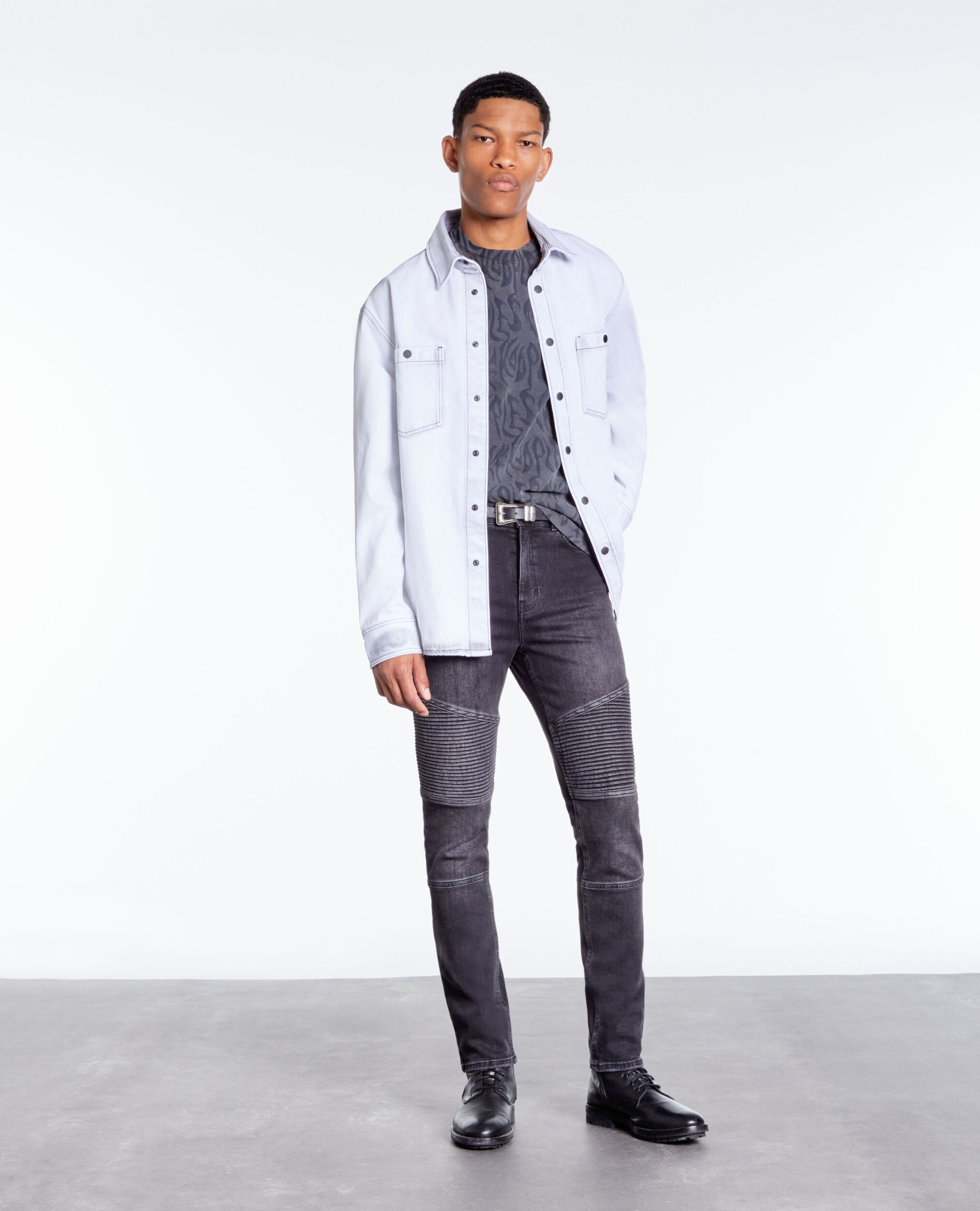 Jean biker slim noir
