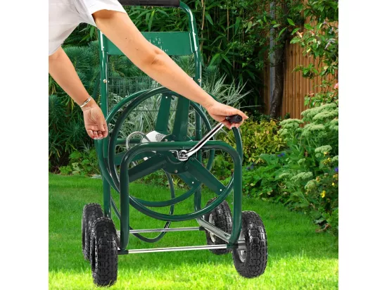 hariot d’Arrosage,Dévidoir de Tuyau d’Arrosage avec 4 roulettes,Panier de Rangement et 1,7M de Tuyau pour Jardin 95 x 62 x 113cm