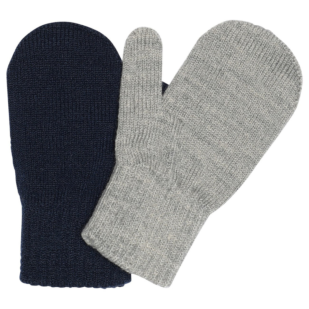 Køb MELTON Mix Lysegrå Mel Blue Comfy vanter 2-pak | Luksusbaby