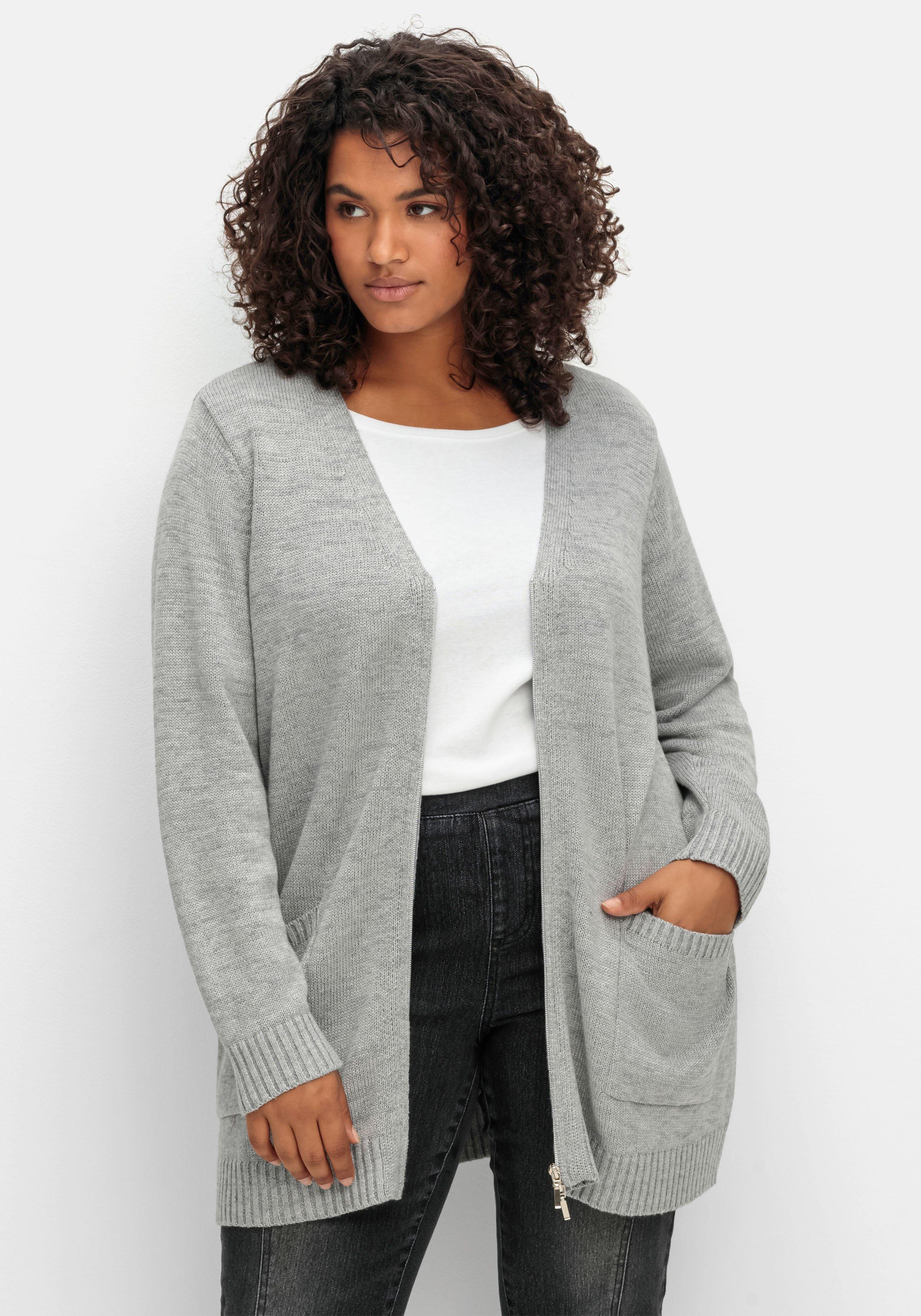 Strickjacke mit Reißverschluss, mit Kaschmiranteil