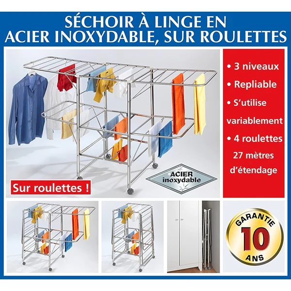 Séchoir à linge acier Mobile Wenko by Maximex