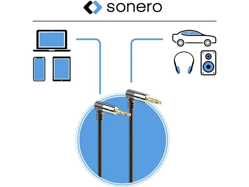sonero Audio-Kabel 3.5 mm Klinke - 3.5 mm Klinke 0.5 m Stereo-Audiokabel, Winkelklinke-Winkelklinke