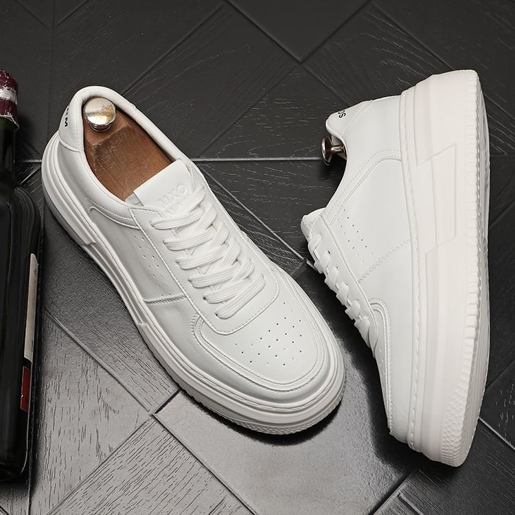 Mr Ozera - Platform Plain Lace Up Sneakers