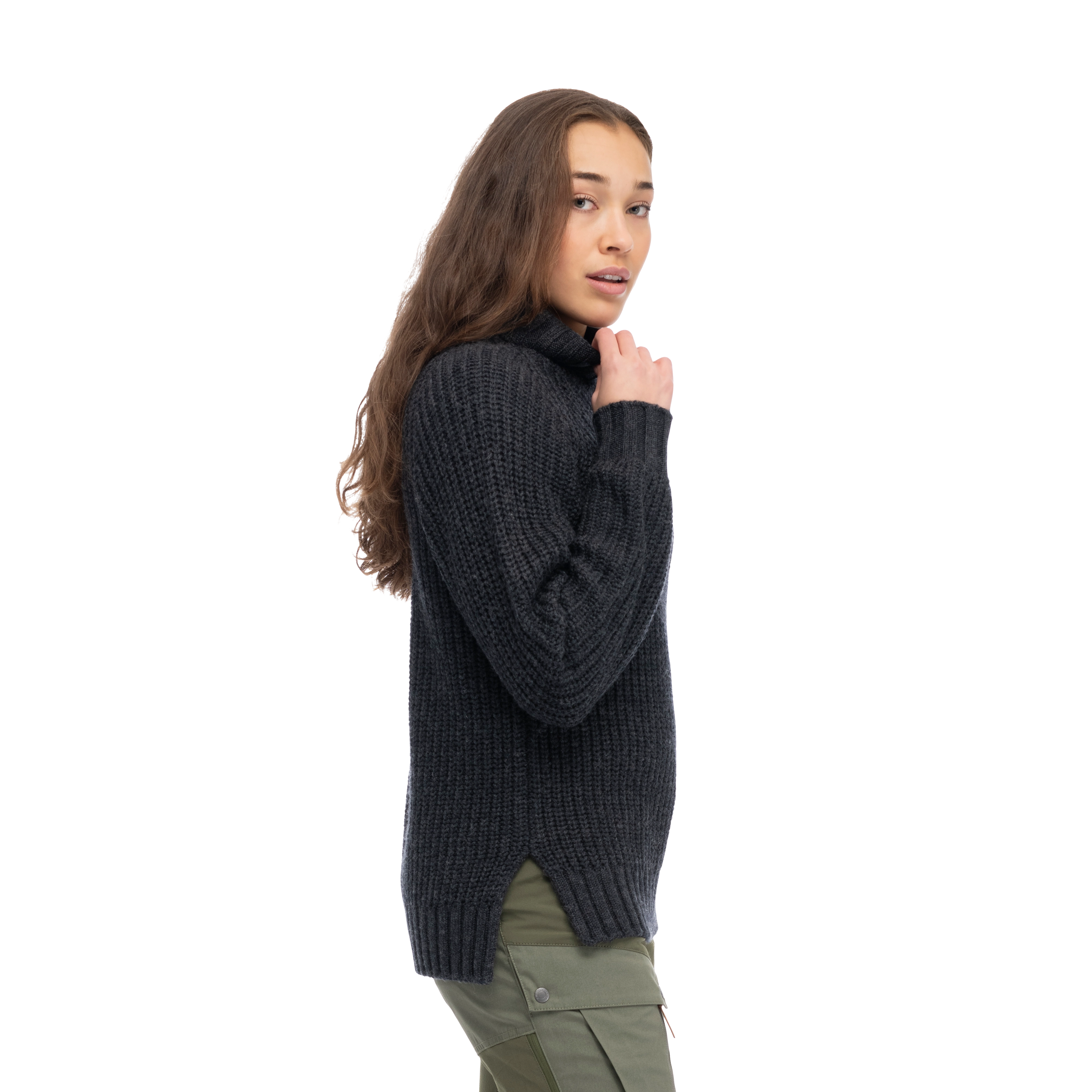 Nordmarka Merino High Neck Jumper Women Dark Shadow Grey