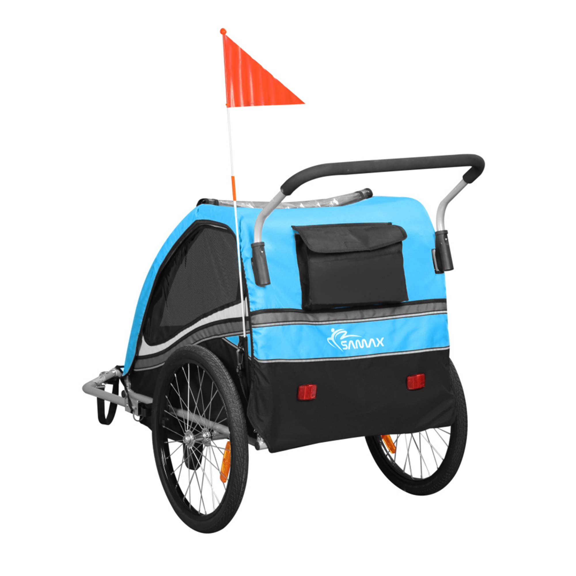 SAMAX 360° drehbarer Fahrradanhänger 2in1 Jogger - in Blau - Black Edition