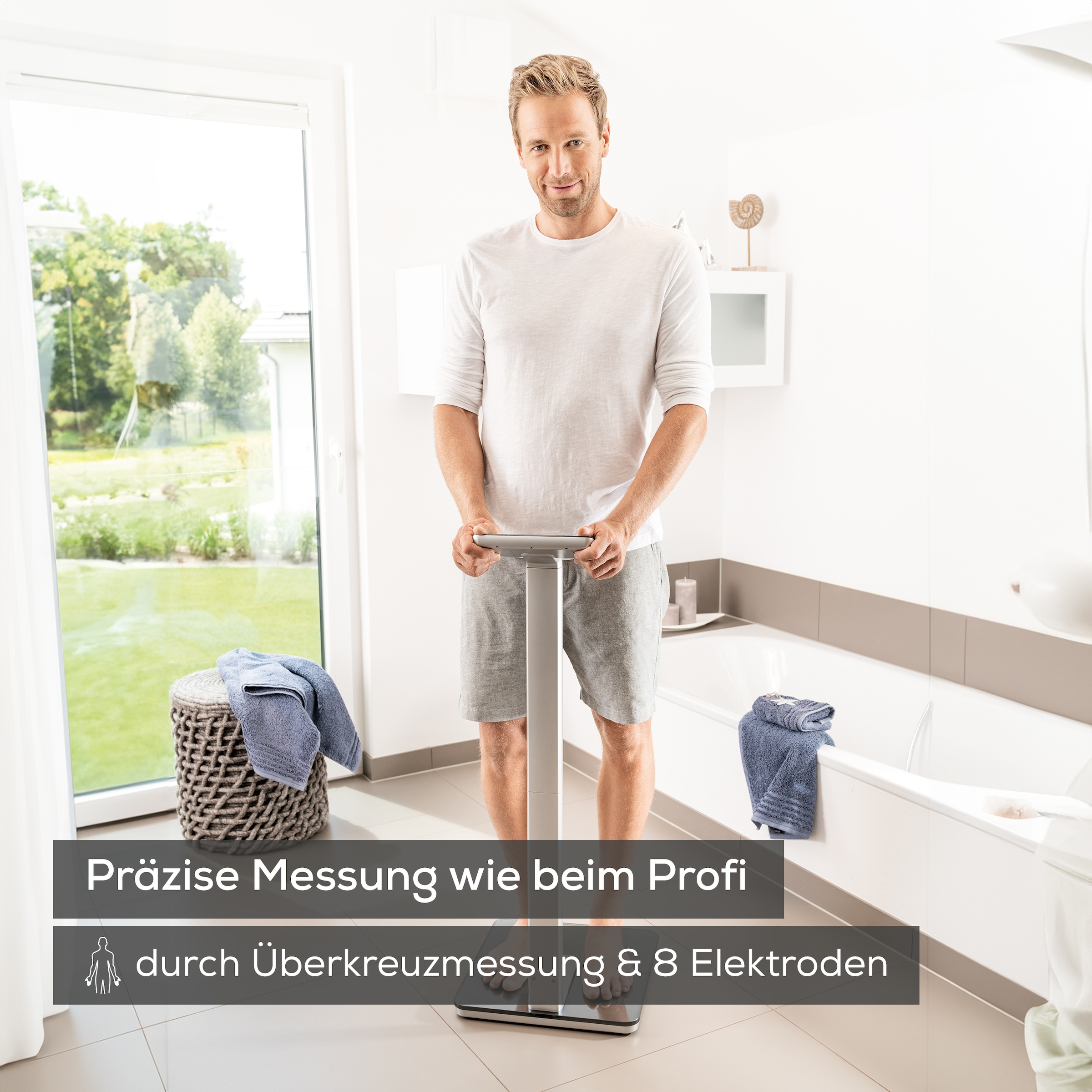 BEURER Körper-Analyse-Waage »BF 1000 zur Überkreuzmessung mit 8 Elektroden zur Ganzkörperanalyse« Messung von Viszeralfett, Körperfett, Muskelanteil, Knochenmasse etc.