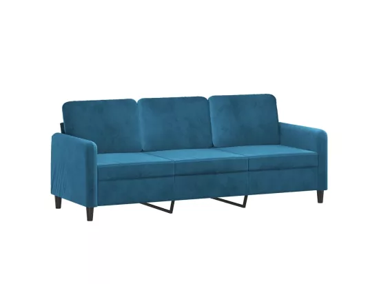Canapé 3 places avec oreillers décoratifs bleu 180 cm velours