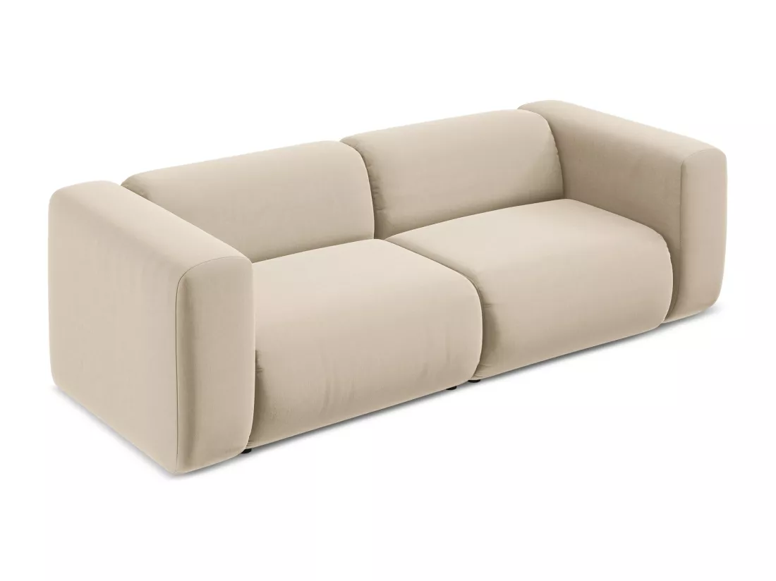 Canapé modulable 3 places en velours - beige clair - EKAHI