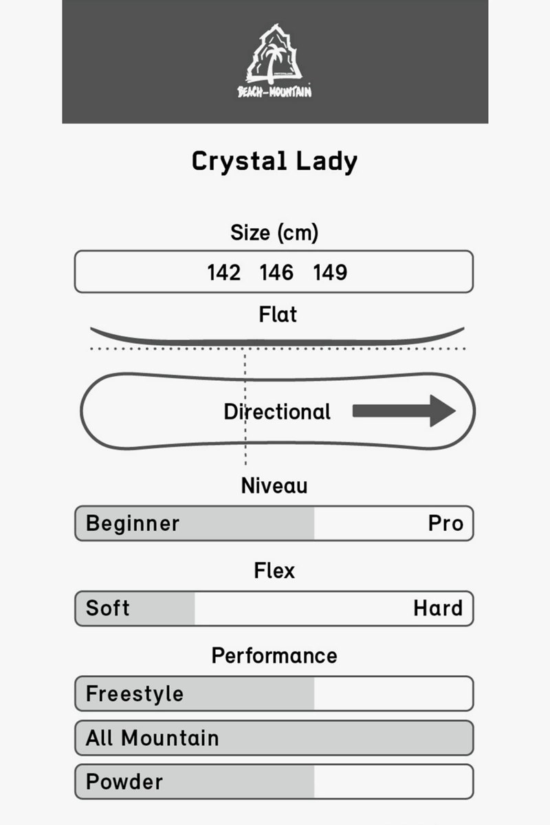 BEACH MOUNTAIN Crystal Damen Snowboard 2223