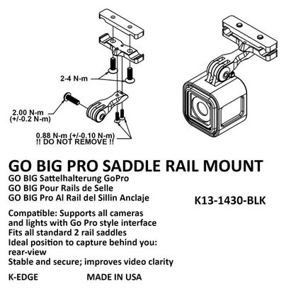Support pour Rail de Selle K-EDGE Go Big pro Noir