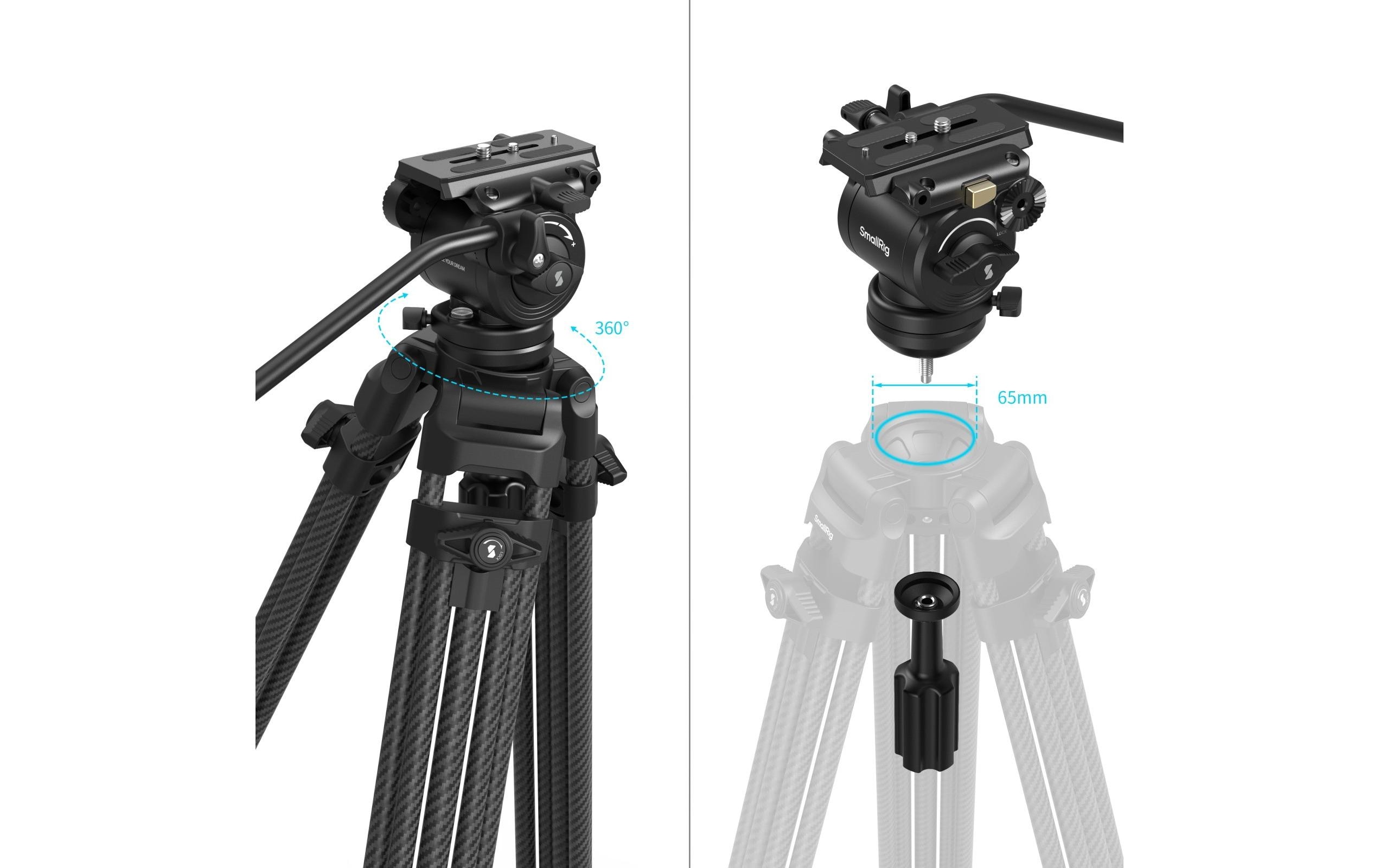 AD14 Hochleistungs-Kohlefaserstativ<br>Entwickelt für die Videografie, kombiniert mit Tragbarkeit und robuster Leistung