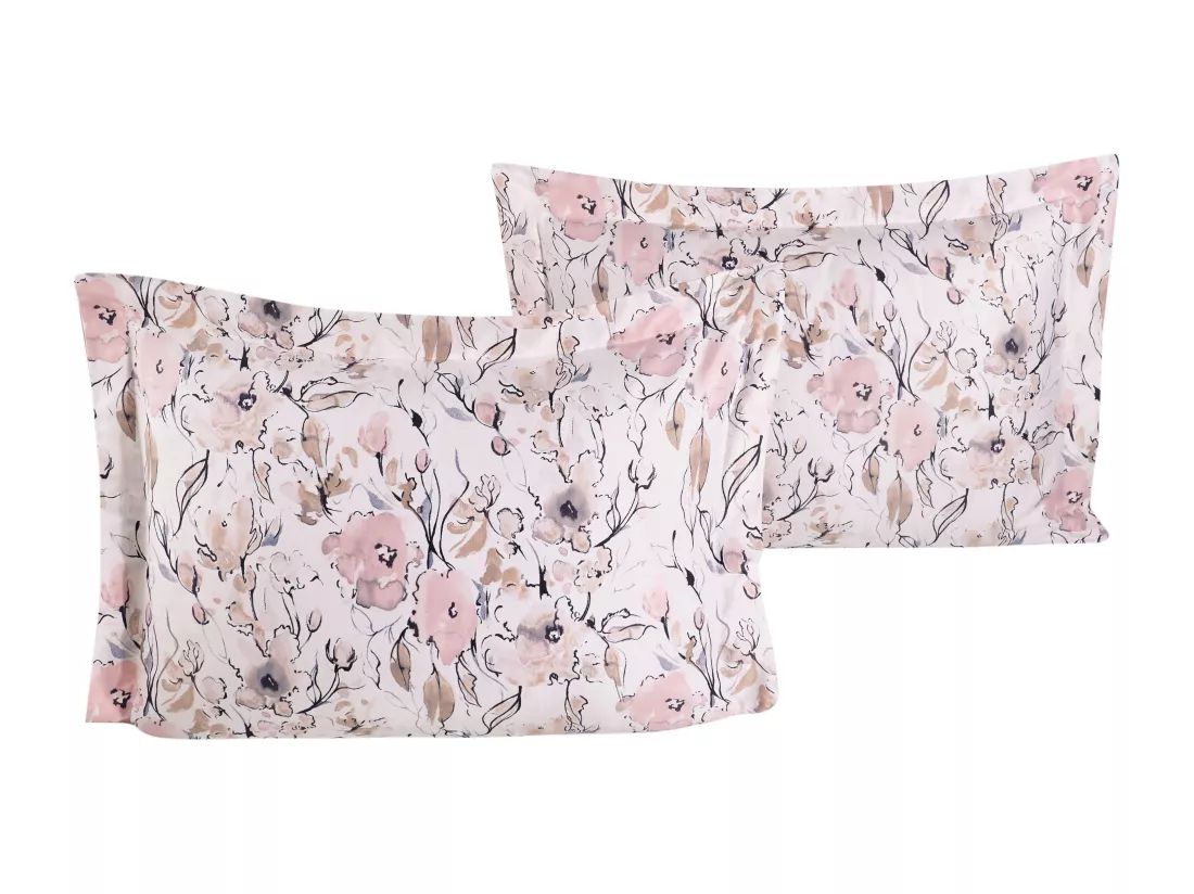 Lot de 2 Taies d'oreiller satin de coton imprimé 