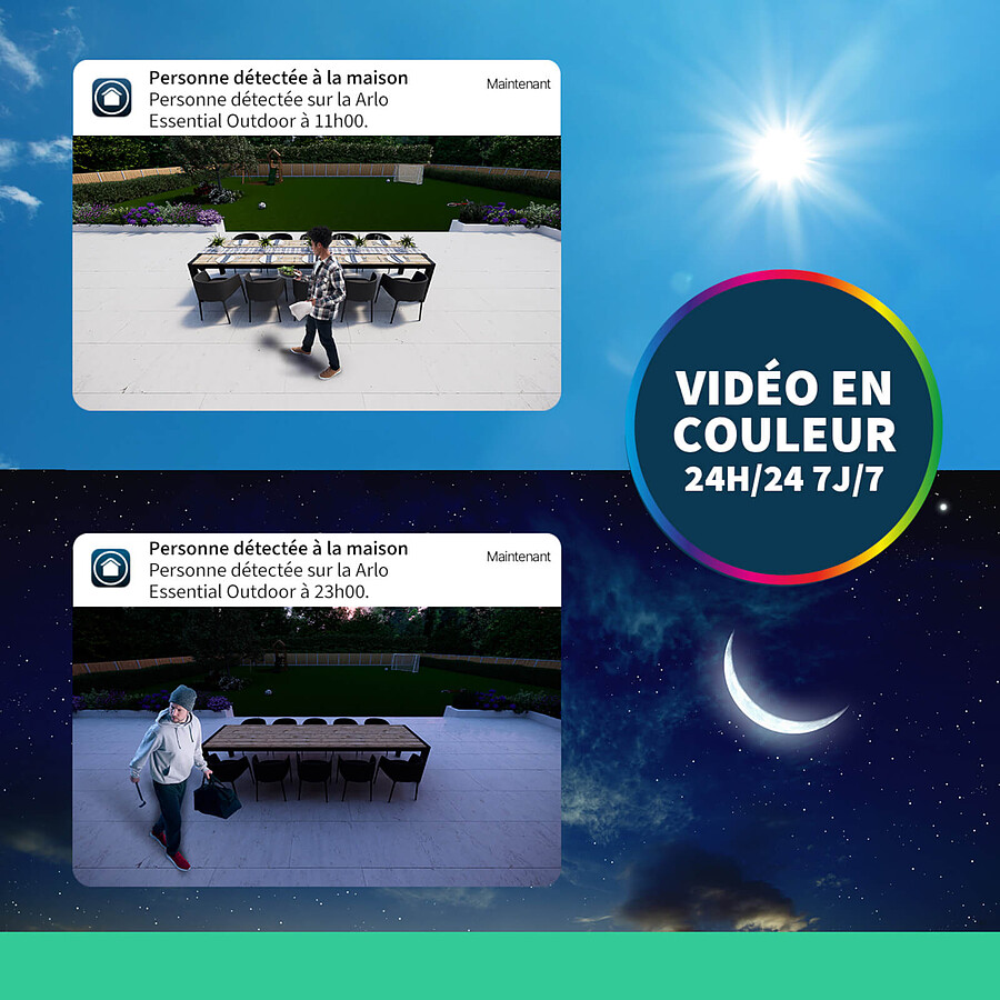 Arlo Essential 2K Outdoor + Panneau Solaire x3