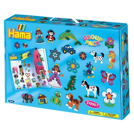 Hama Bügelperlen Bügelperlen Midi, ca. 21.000 Stück, 21 Stiftplatten in verschiedenen Formen und Zubehör, Koffer für Spielgruppen