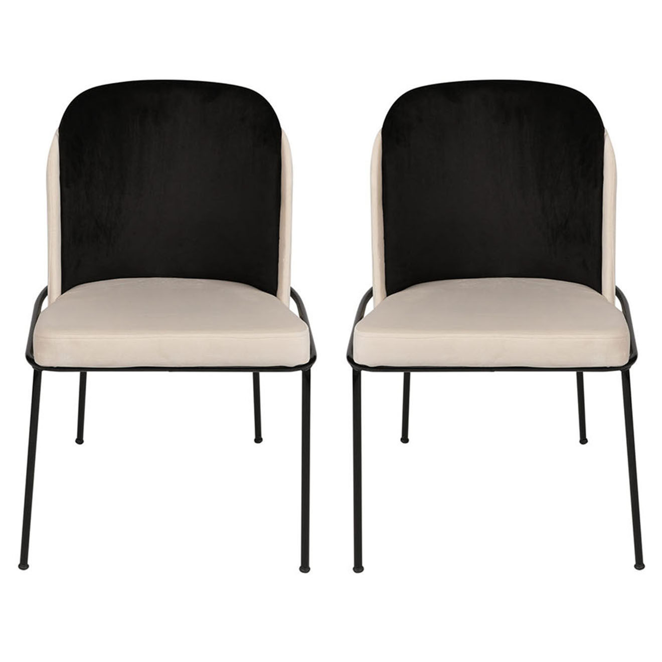 Wooden Art 2 Chaises Dore noir/crème - 86x54x55 cm
