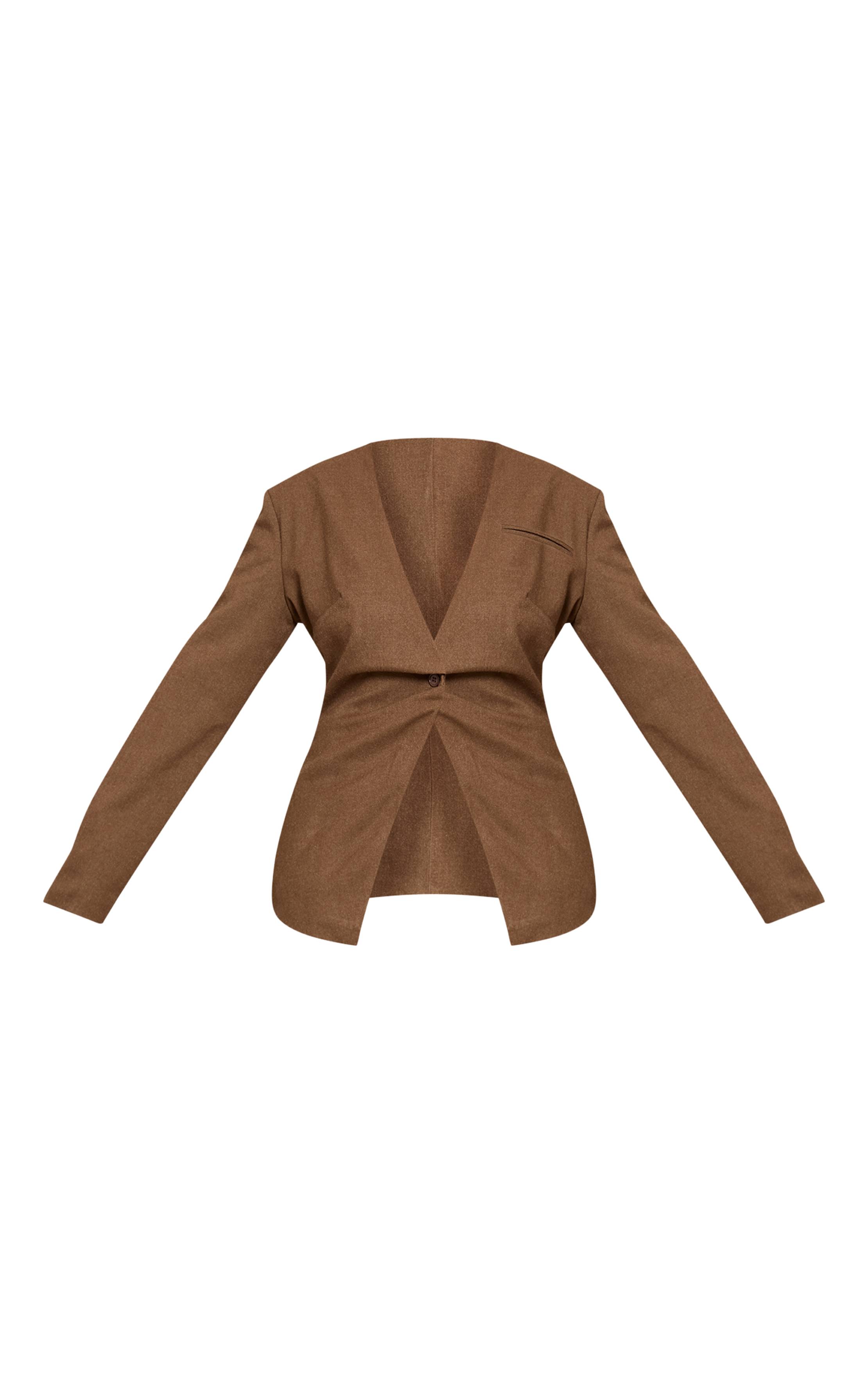Taupe Ensemble Blazer Tailleur Taille Cintrée Shape