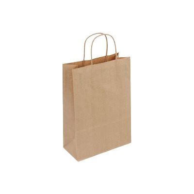 50 Sacs cadeau kraft - poignées torsadées - 14 cm x 8 cm x 21 cm - brun