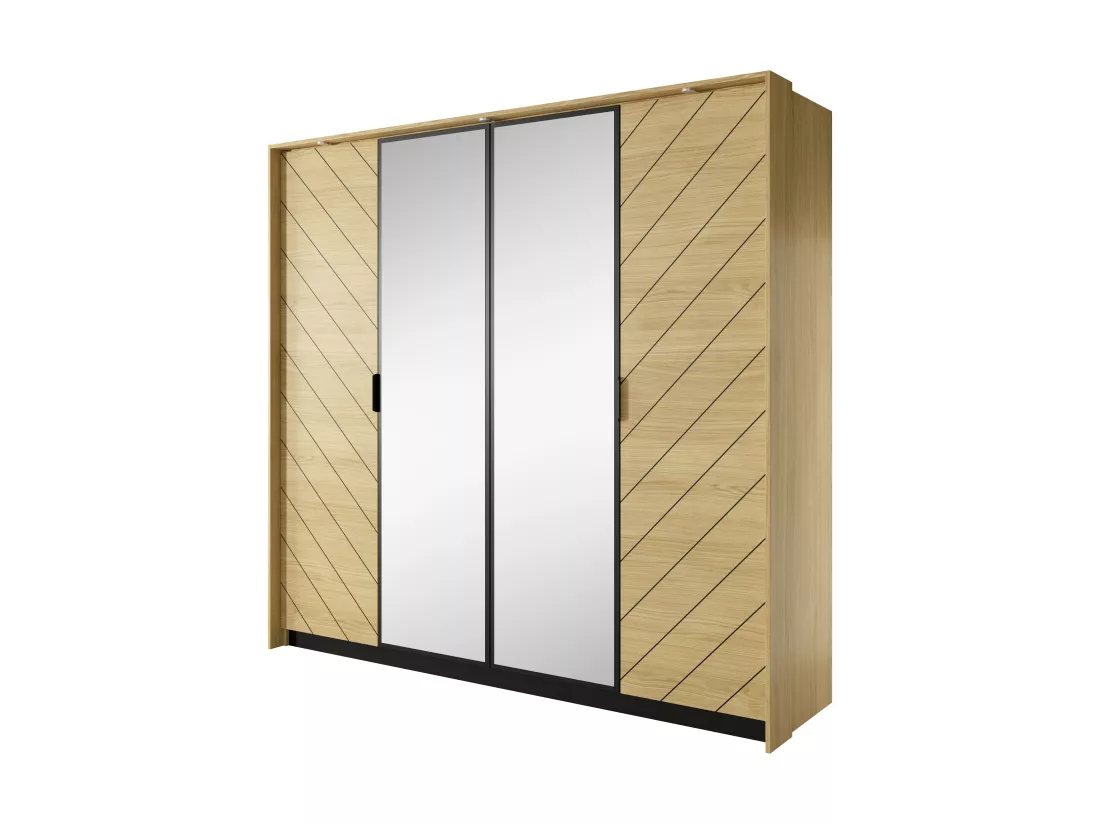 Armoire à portes battantes VERSO LED 224x60x211 Crème & Blanc