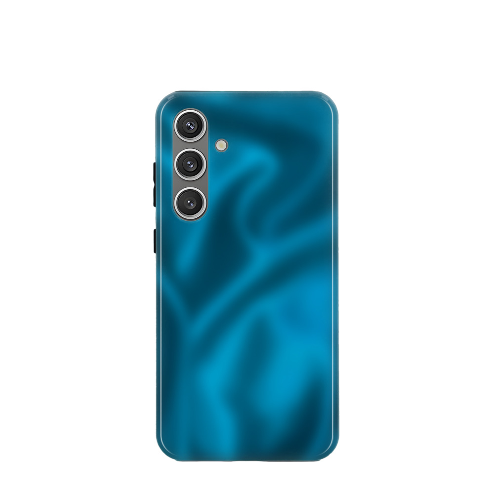 Samsung Galaxy S24 Hybrid (Kunststoff / Gummi) Hülle Seidenglanz 2 - Blau
