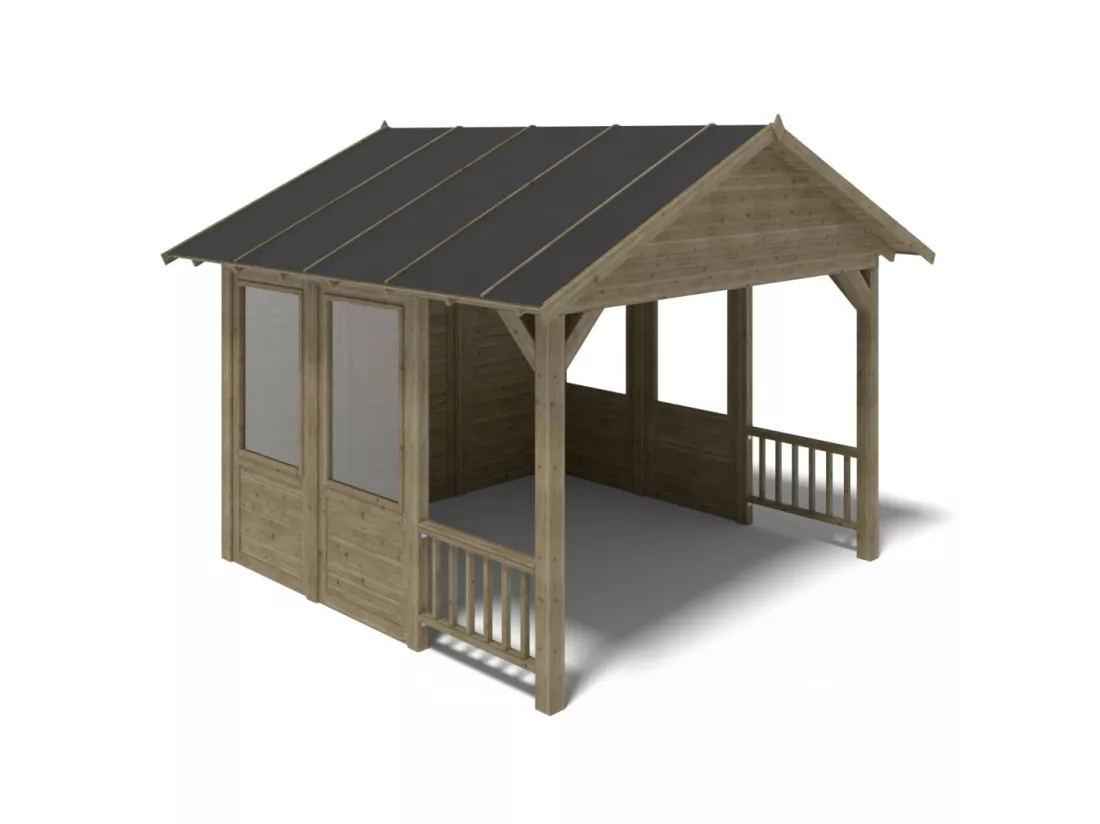 Pergola de jardin 4,04x4,04m avec panneaux - traité - ALT124 - ALTANKA
