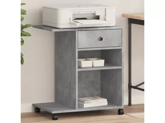 Support d'imprimante avec roulettes gris béton 60x40x68,5 cm