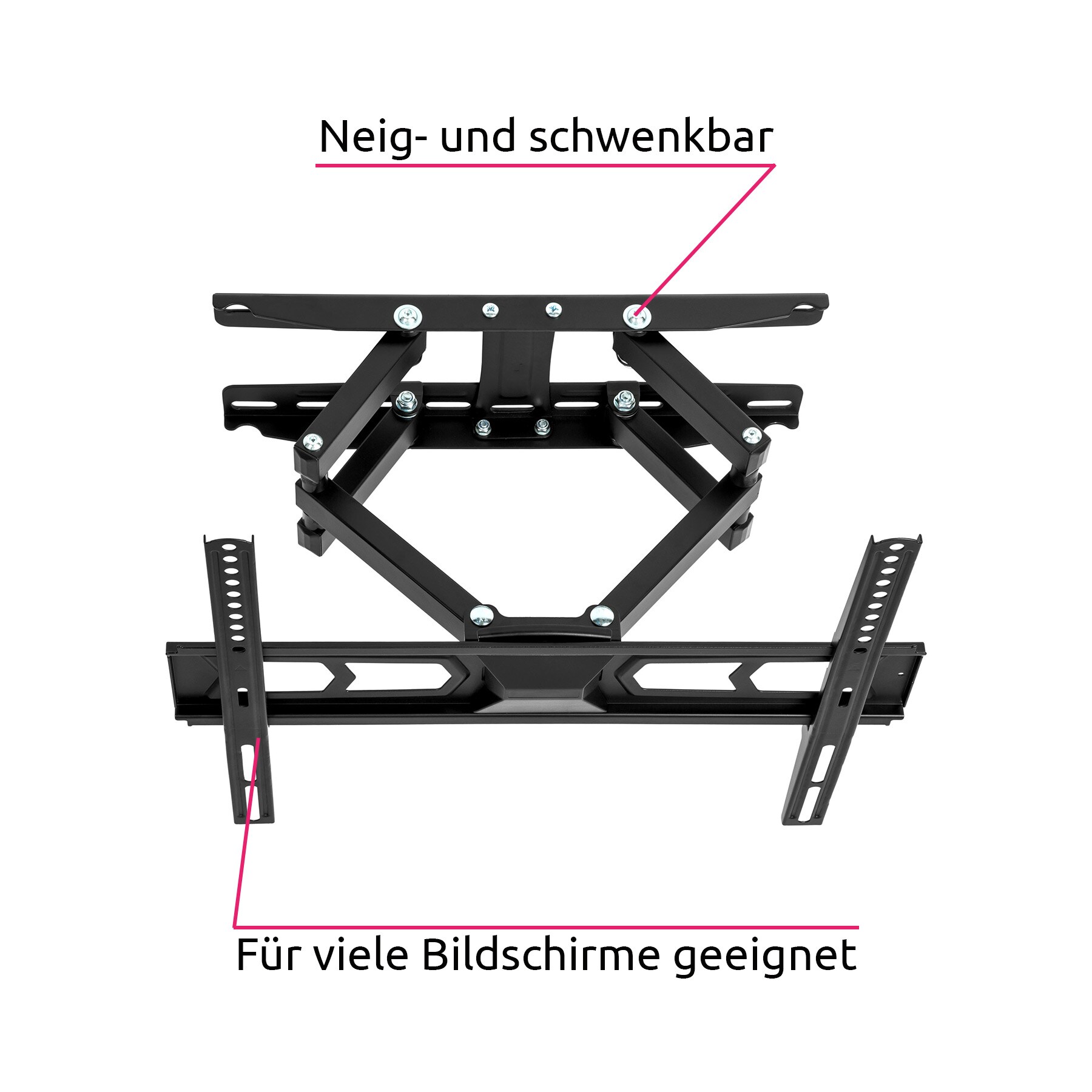 tectake® TV Wandhalterung, für 26 - 75 Zoll (66 - 191 cm), ausziehbar, bis 60 kg