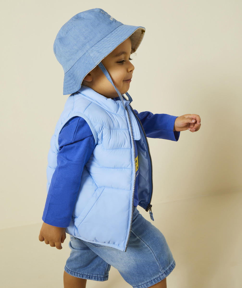DOUDOUNE SANS MANCHES BÉBÉ GARÇON REMBOURRAGE RECYCLÉ BLEU PASTEL