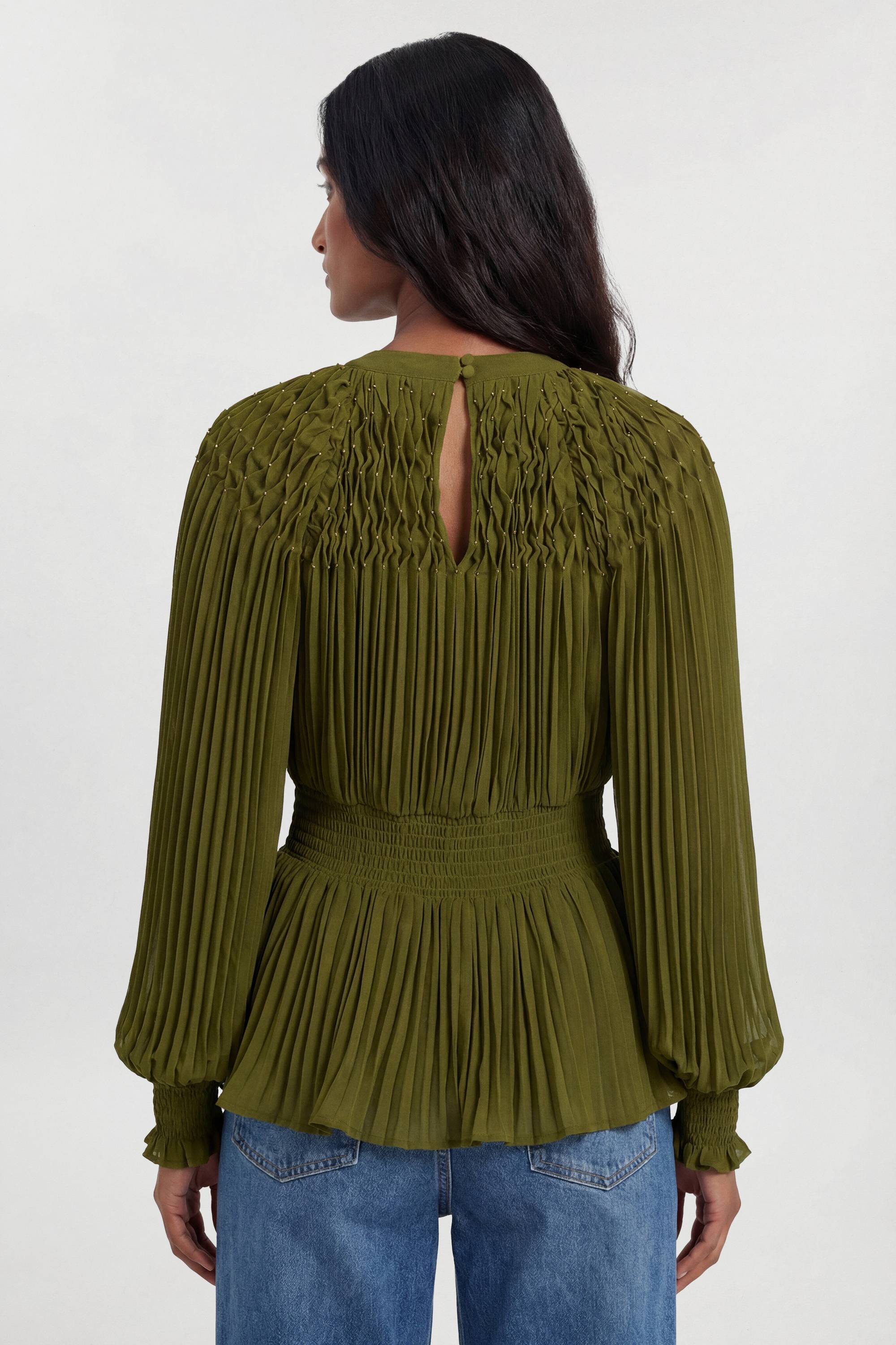 KarenMillen Chemisier À Manches Ballon Plissées Et Placement
