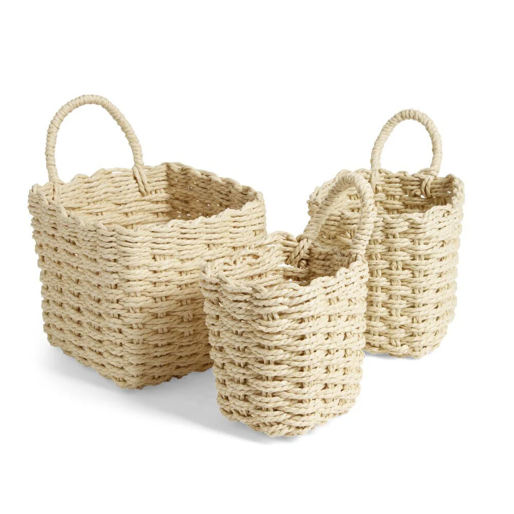 Lot de 3 panières tressées rangement salle de bain