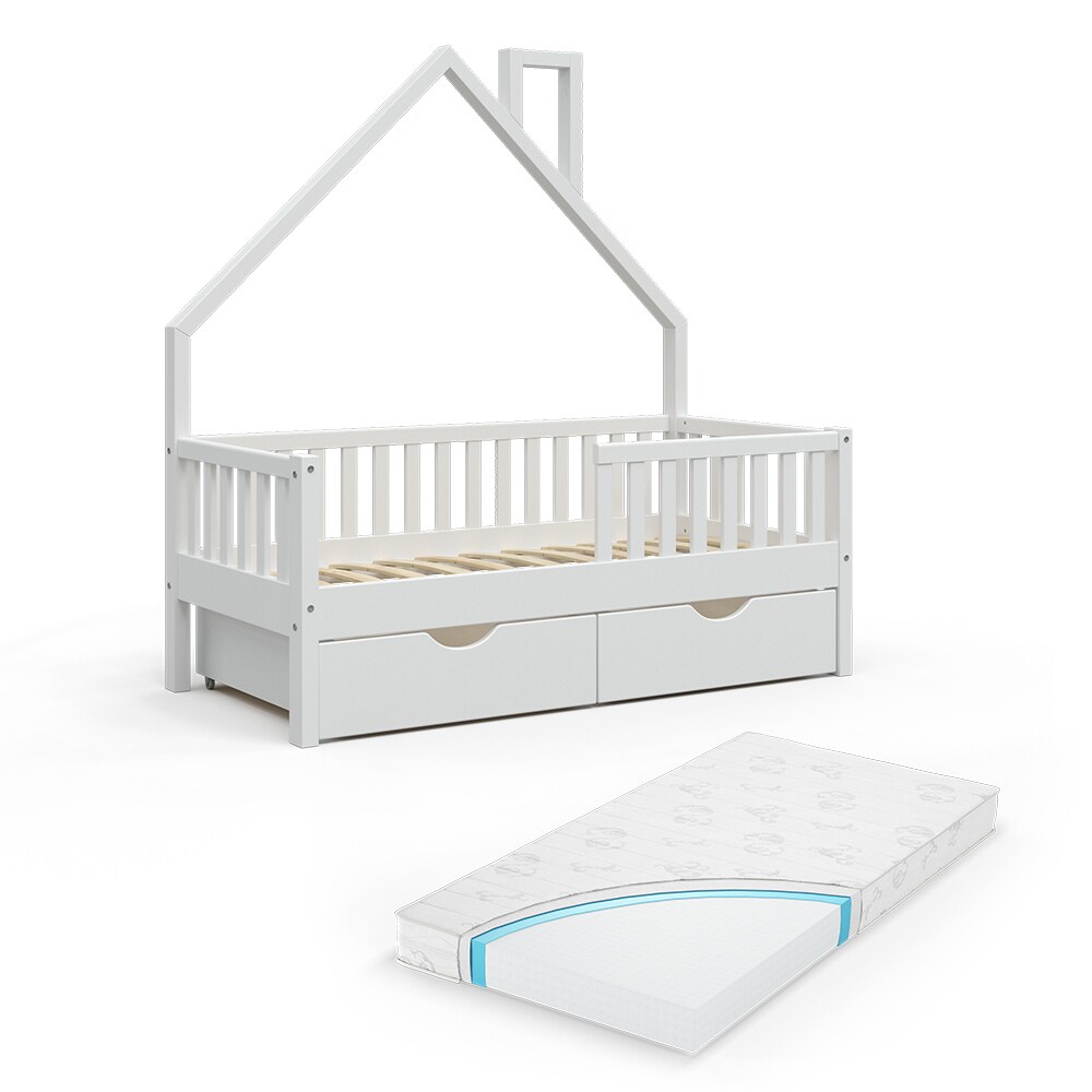 VitaliSpa Hausbett Kinderbett Spielbett Noemi 70x140cm inkl. Matratze Schubladen