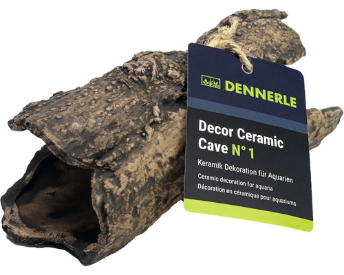 Aquariumdecoratie DENNERLE Decor Keramiek Grot N° 1 Boomstamgrot 17 x 8 x 8 cm bruin