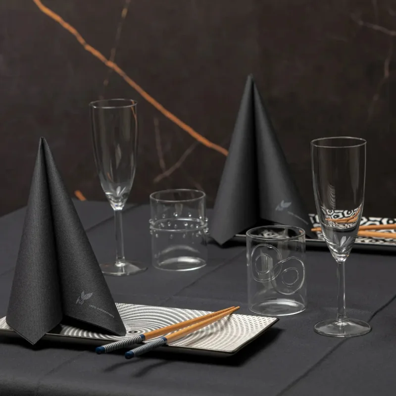 RO.IAL - Serviette de table bio - 40x40- Airlaid - noir - x800
